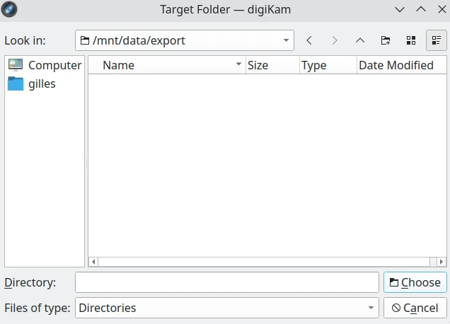 Export to Local Storage Path Selector Dialog